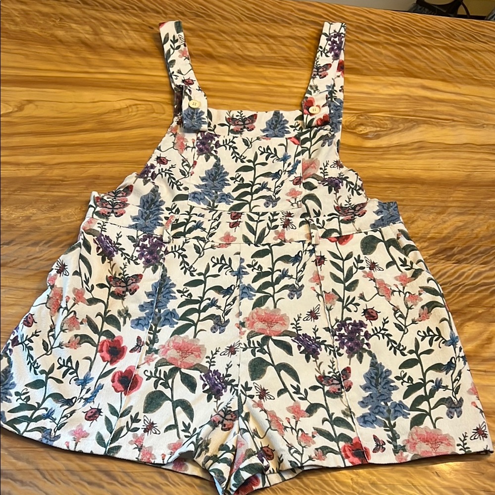 Cider Floral Patterned Overalls